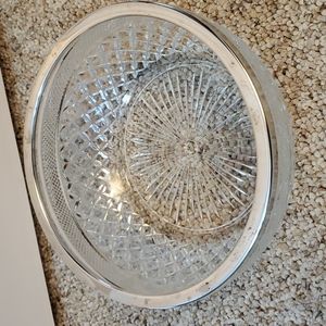 Vintage crystal bowl with silver plate rim